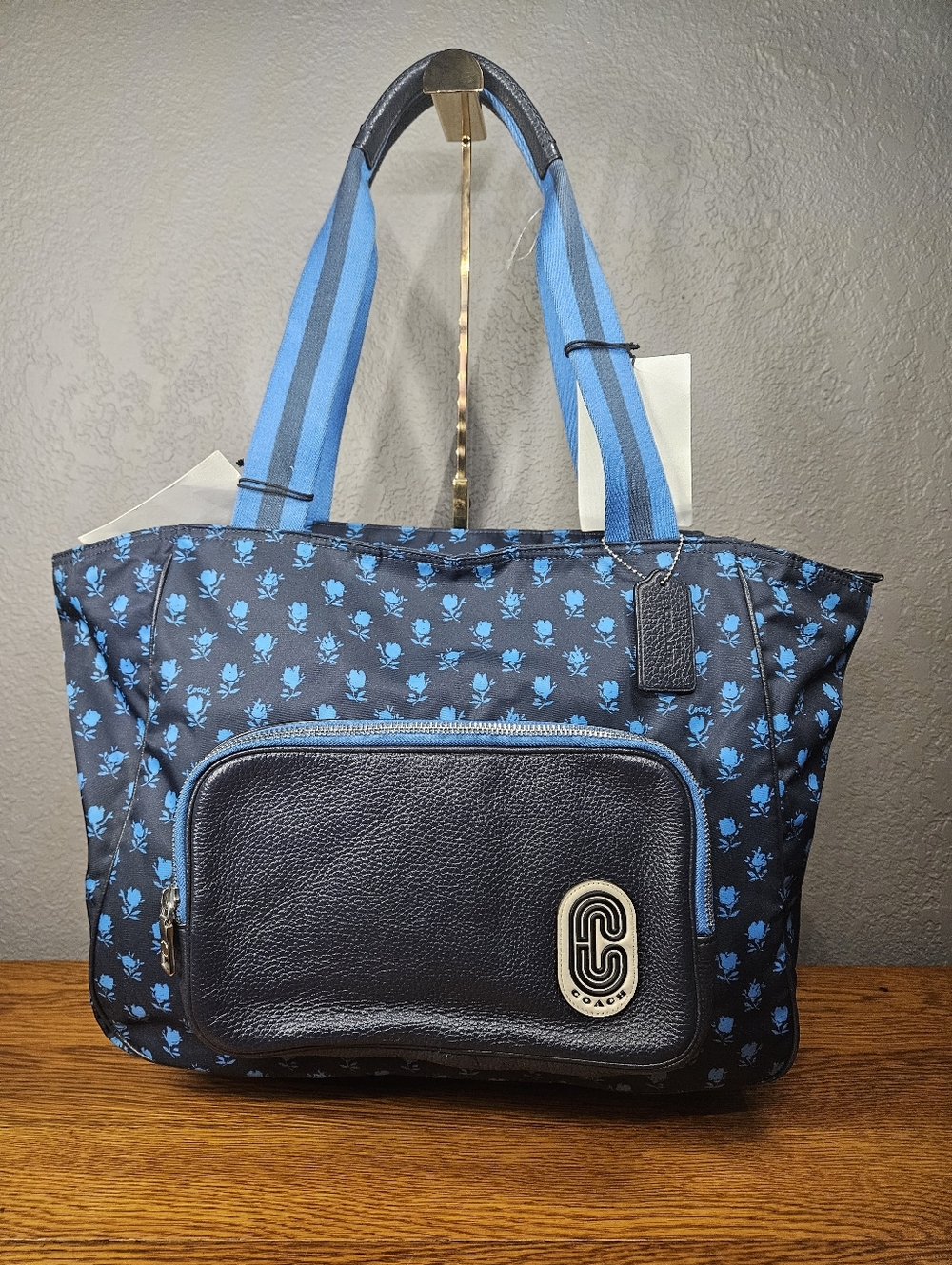 Coach Badlands Floral Print Nylon w/Pebble Leather Trim Tote Bag - Picture 3 of 13